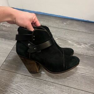 Rag & Bone Harrow ankle boots in black suede leather trim Size 36.5 / W 6.5